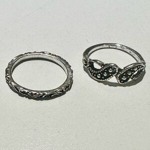 Fast Fashion Silver Tone Floral Paisley Ring Duo 🚨 3 for $15 🚨